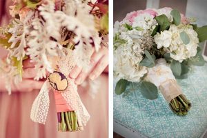 ribbons and details on wedding bouquets
