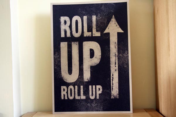 roll up roll up wedding sign
