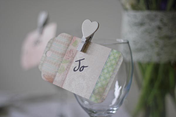 white heart mini pegs for guest place settings