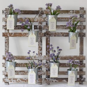 rustic table plan with flower pots