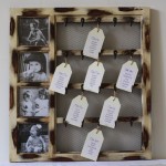 vintage table plan with photos and hooks