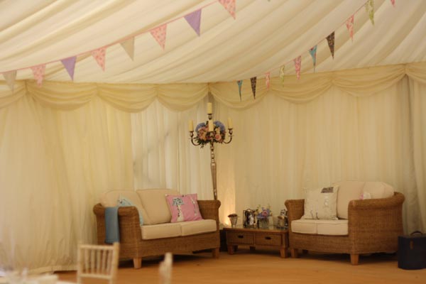 summer marquee wedding candelabra bunting