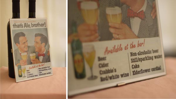 vintage wedding bar menu