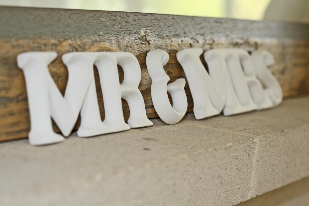 mr and mrs hand carved wooden sign