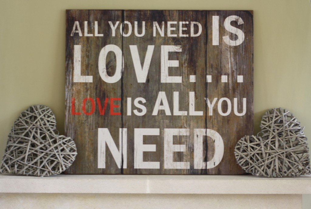 all you need is love wooden sign