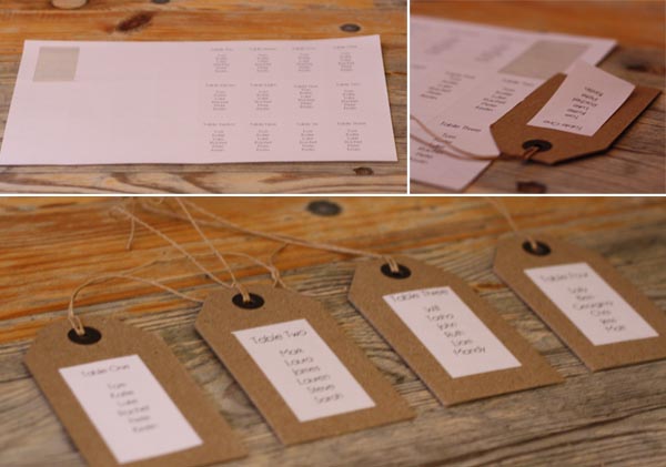 DIY table plan with luggage tags