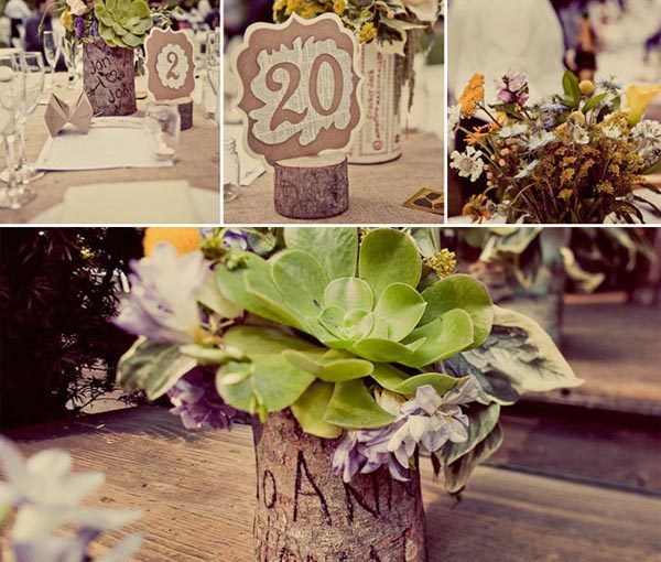 bark wedding table decorations