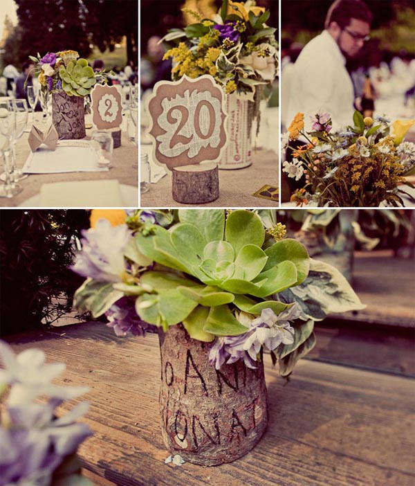 bark wedding table decorations