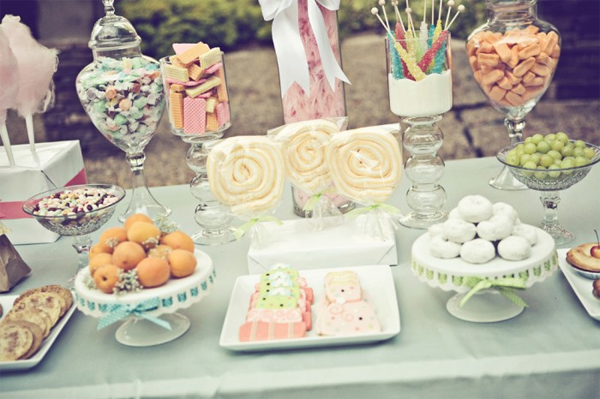 pastel colour sweets for sweetie buffet