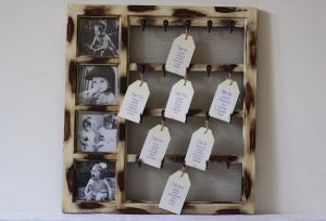 table plan with photos and hooks
