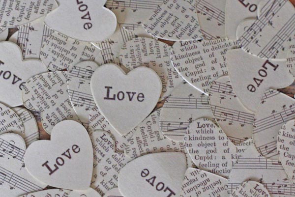 vintage paper confetti hearts