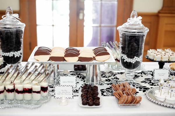 black and white candy buffet