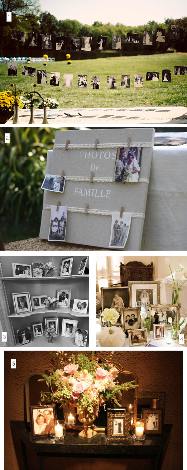 ideas family photos displayed at weddings 