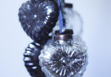 frosted silver hanging hearts