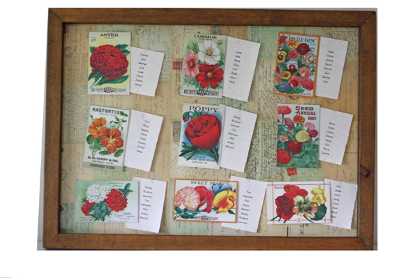 postcards wedding table plan flowers