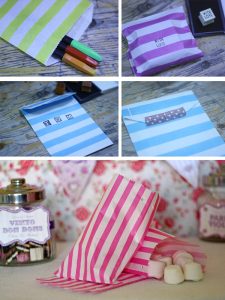 striped paper candy bags