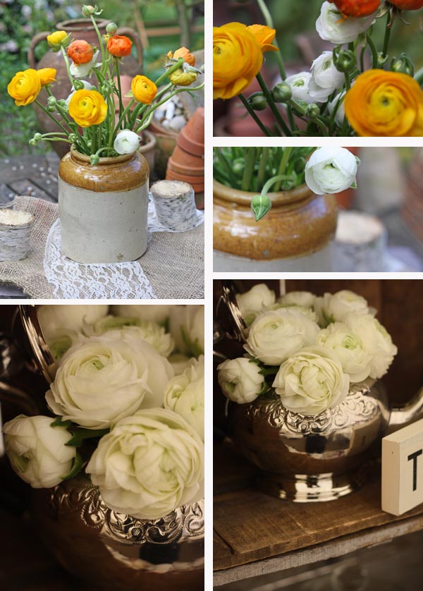 bright orange ranunculus wedding flowers