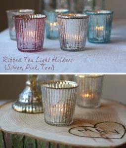 glass tea light holders silver pink teal wedding table decorations
