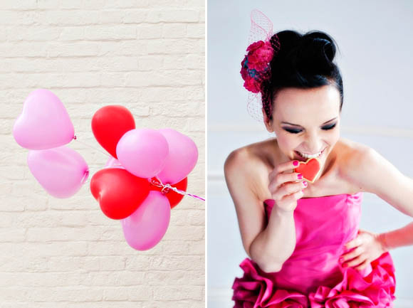 pink red wedding balloons