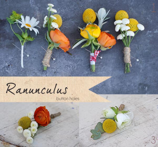 ranunculus wedding button holes