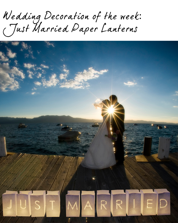 just married paper lanterns wedding sign