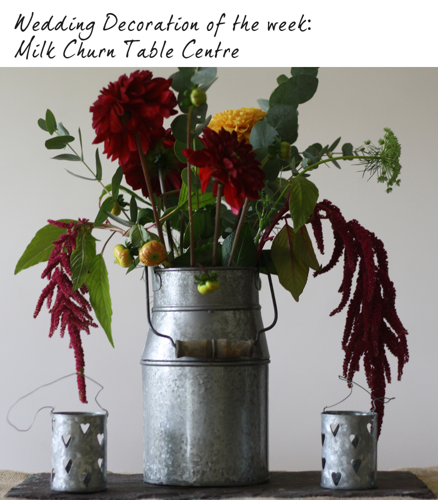 milk churn rustic wedding table centre