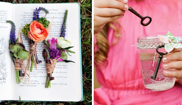 wedding button holes key blow bubbles with keys