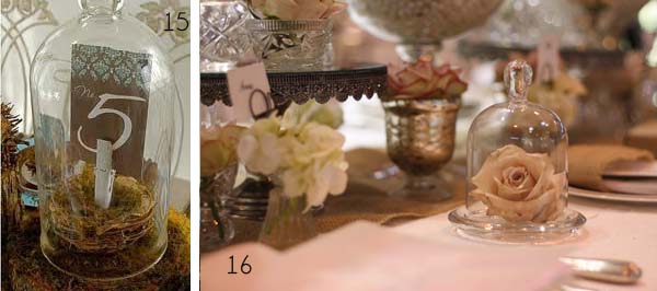 bell jar wedding place setting table numbers