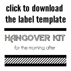 hangover kit wedding label template