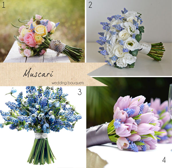 muscari wedding bouquets blue bride bouquets