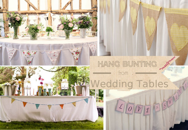hang bunting from wedding tables