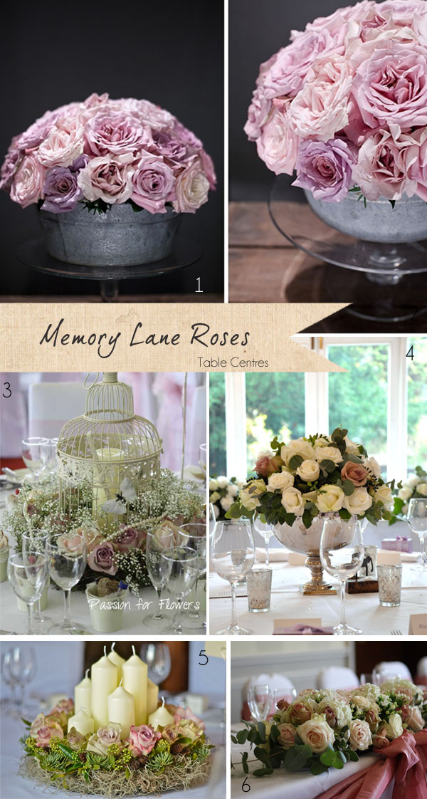 memory lane roses wedding flowers table centre piece