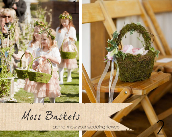 moss petal baskets wedding