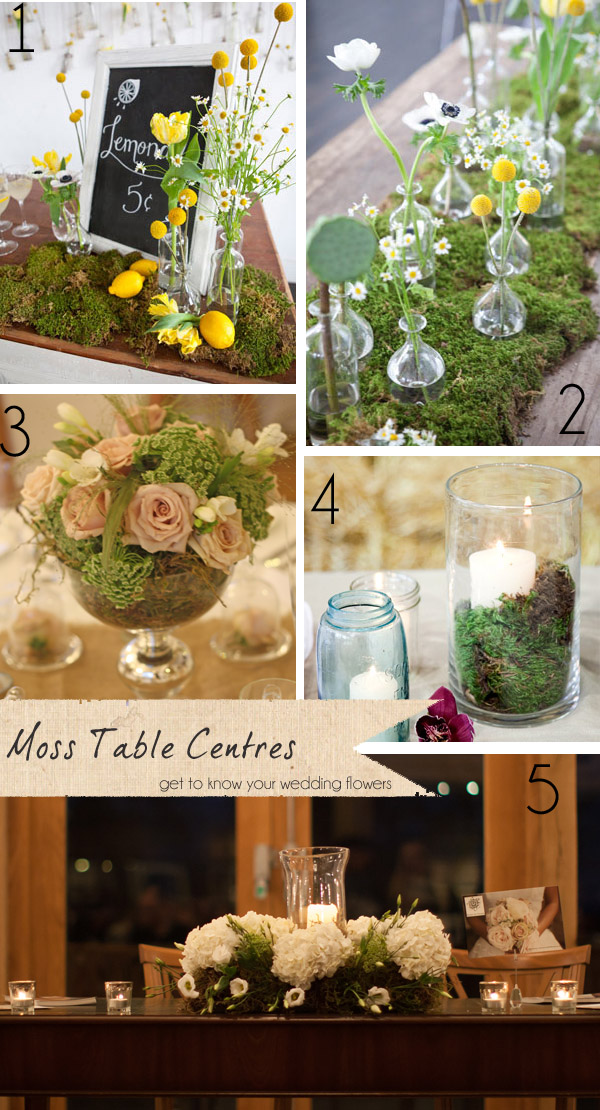 moss wedding table centres