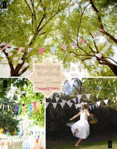 wedding bunting hanging outside