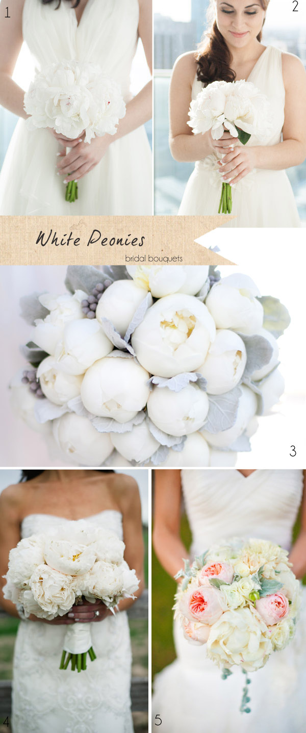 white peonies wedding bouquets