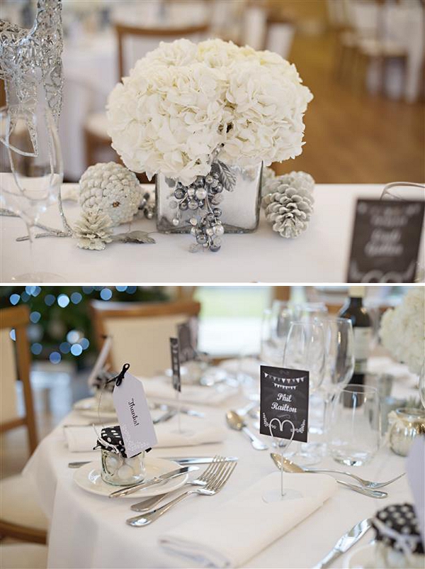 winter wedding place card holders