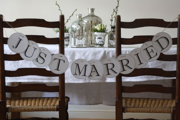 DIY alphabet garlands spell out your own words Just Married