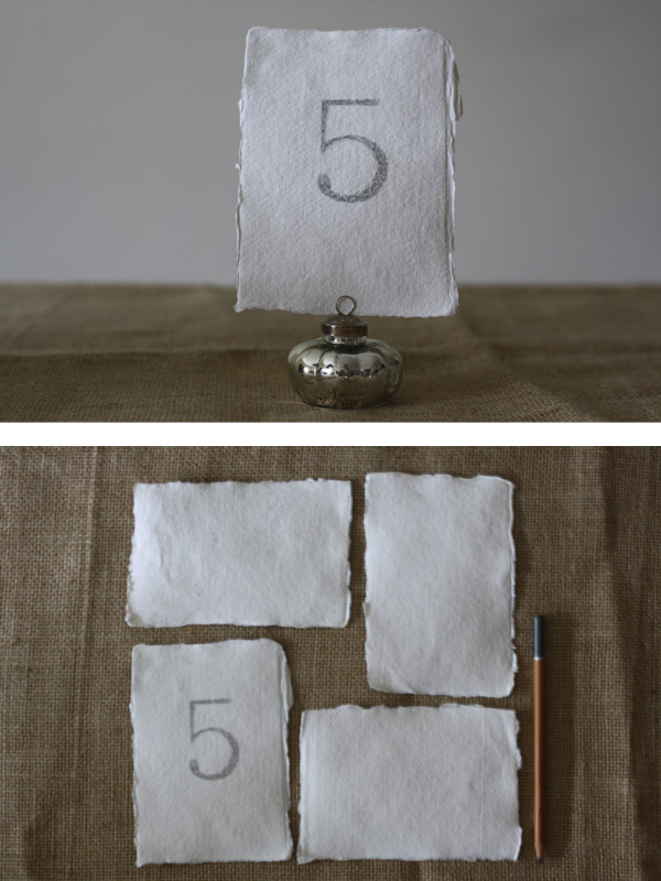 handmade postcard size paper table number cards wedding