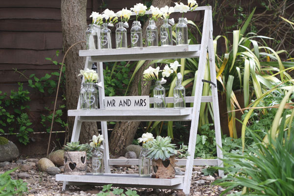 ladders with shelves for wedding styling