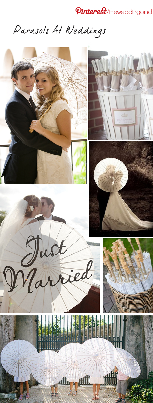 White parasols clearance wedding