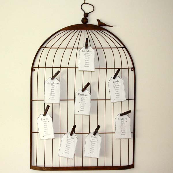 birdcage vintage wedding table plan