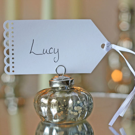 Mercury Silver Wedding Place Card Holder