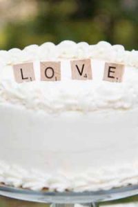 Scrabble LOVE wedding cake topper