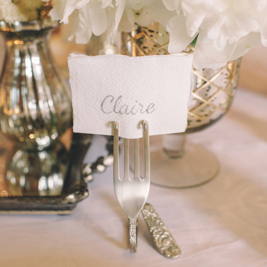 Silver Fork Wedding Place Card Holders