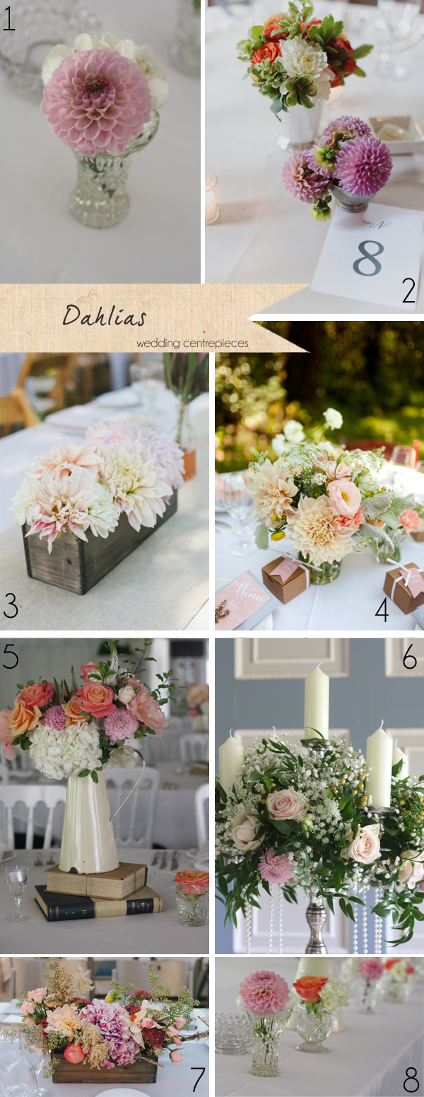 dahlias pink wedding flowers centrepieces