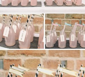 mini milk bottles straws flags drink me tags wedding