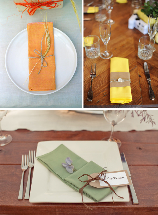 coloured napkins for wedding place settings