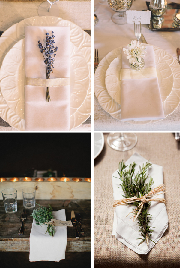 napkin decoration herbs lavender flowers