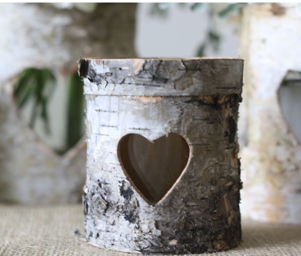 rustic bark tea light holders